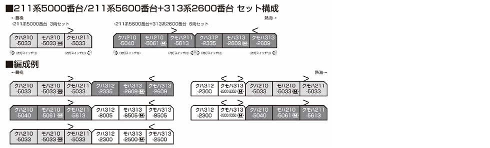 KATO 10-1862 211系5600番台+313系2600番台 (東海道本線) 6両セット 14 KATO 10-1862 211系5600番台+313系2600番台 (東海道本線) 6両セット