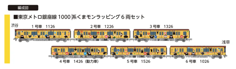 POPONDETTA 6092 東京地下鐵 銀座線1000系 熊本熊塗裝6両