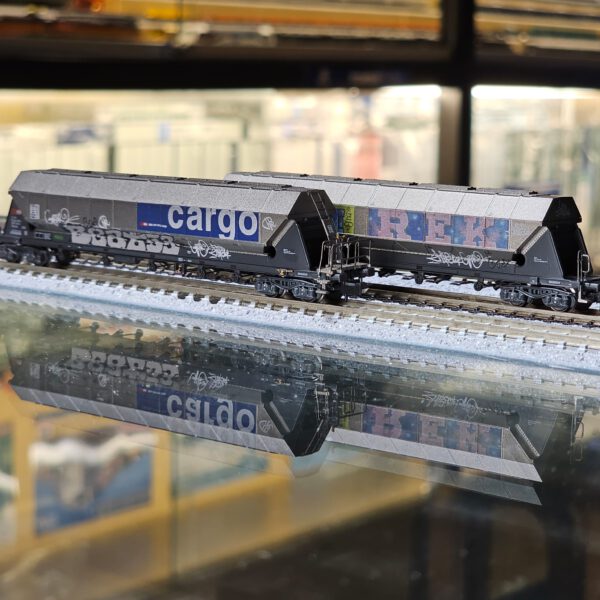 HOBBYTRAIN H23478 Gauge N Set of 2 silo wagons Taggnpps of the SBB Cargo, era VI, graffiti