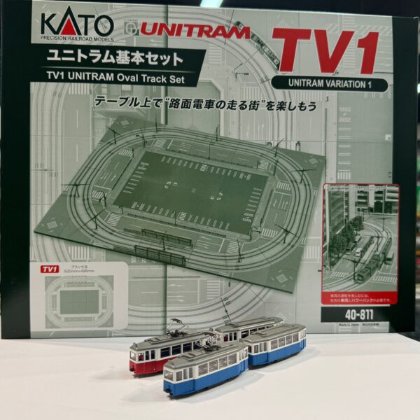觀塘店 限定 KATO TV1 路面電車軌 連 MyTram Classic 路面電車2 台 ( 紅 / 藍 ) - 註：（另購 控制器 x2 )
