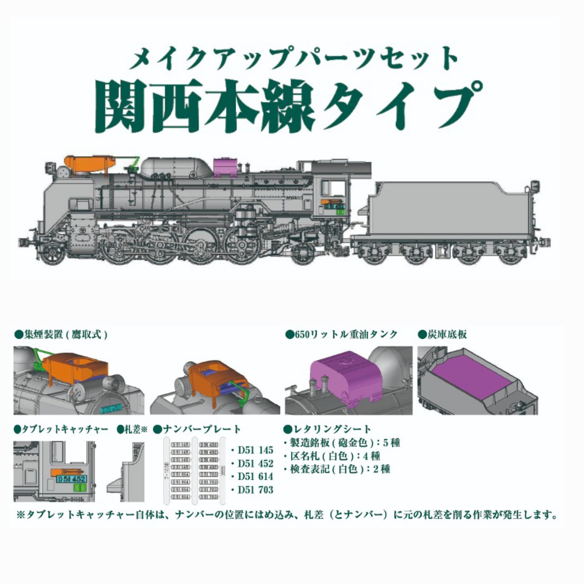 KATO 7-105B (HO) D51 関西本線-零件升級套裝 1 KATO 7-105A (HO) D51 関西本線-零件升級套裝