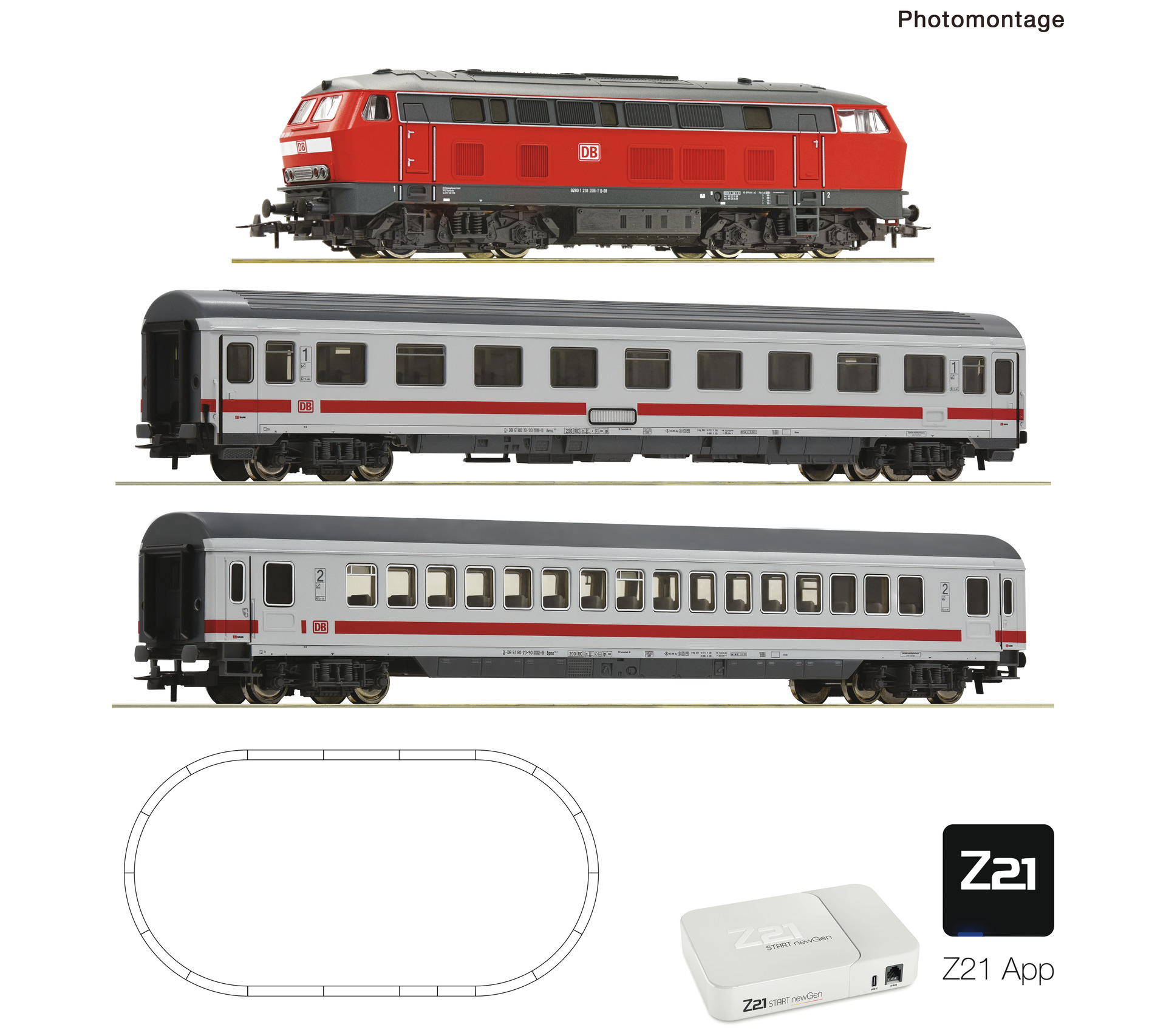 <新品預訂>ROCO 5110012 2026 新版 Z21 控制器 連軌道及BR218柴油機車+客車2輛 入門套裝 1 ROCO 5110012 2026 新版 Z21 控制器 連軌道及BR218柴油機車+客車2輛 入門套裝