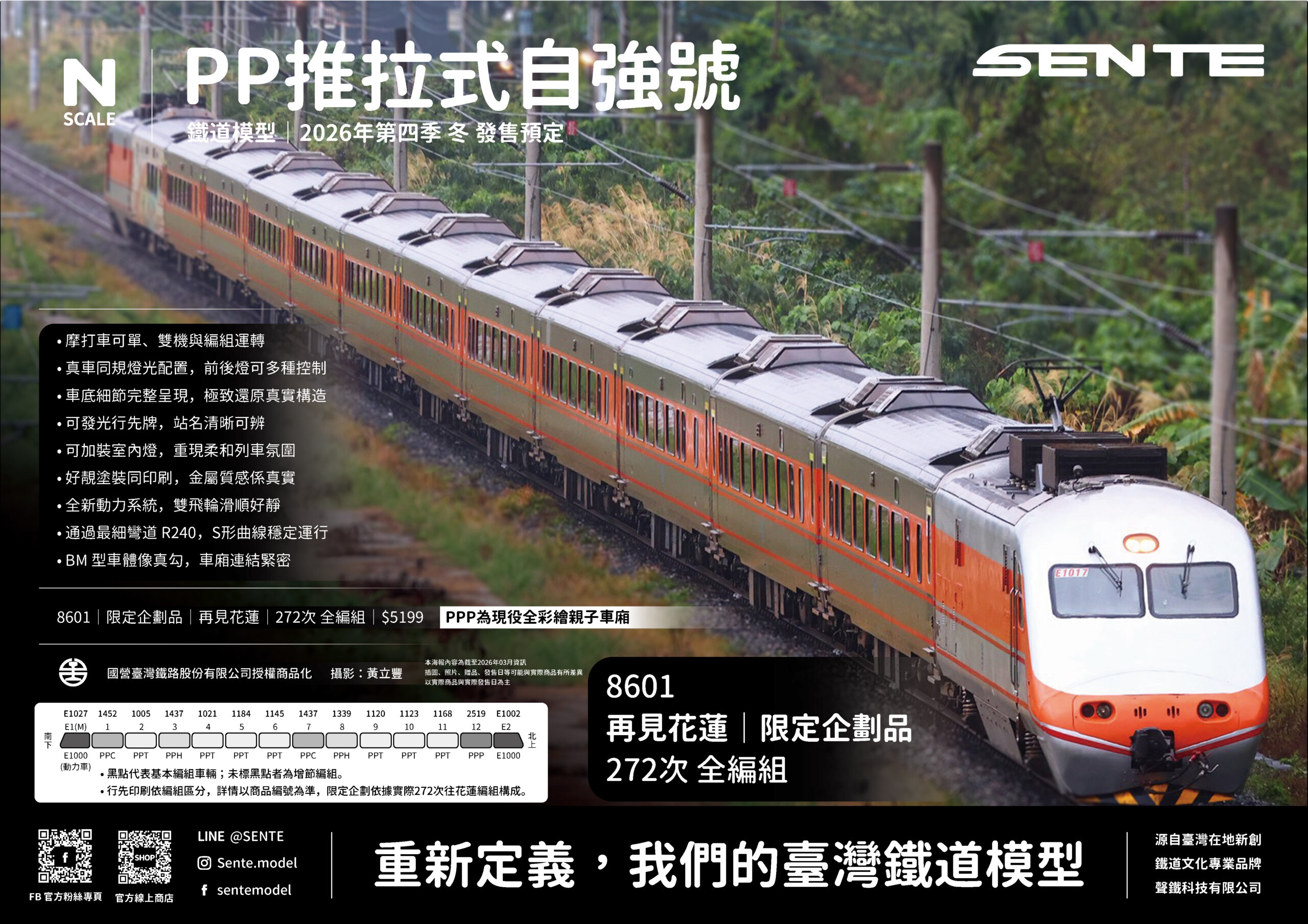 <新品預訂> ◤SENTE 聲鐵◢ PP推拉式自強號 第二彈 增節組 / 特別企劃品