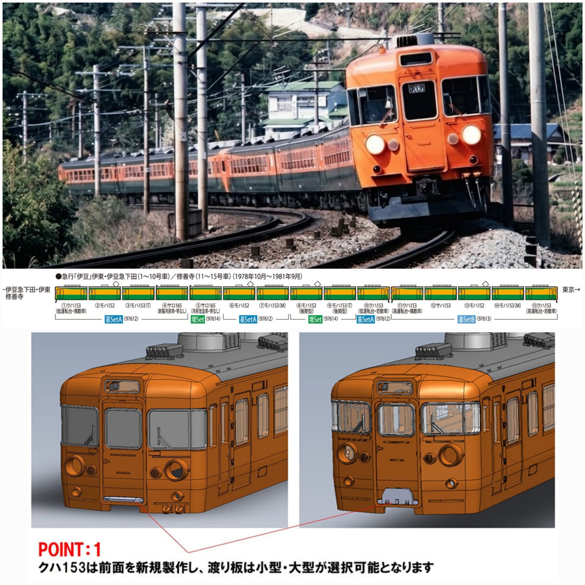 <新品預訂>TOMIX 97612 97614 国鉄 153系急行電車(伊豆・低運転台)基本A 7輛 / 増結3輛 1 TOMIX 97612 国鉄 153系急行電車(伊豆・低運転台)基本A 7輛