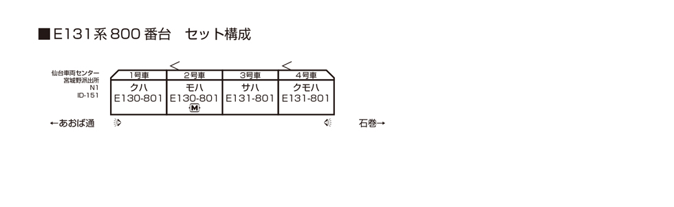 <新品預訂>KATO 10-1948 E131系800番台 仙石線 4両